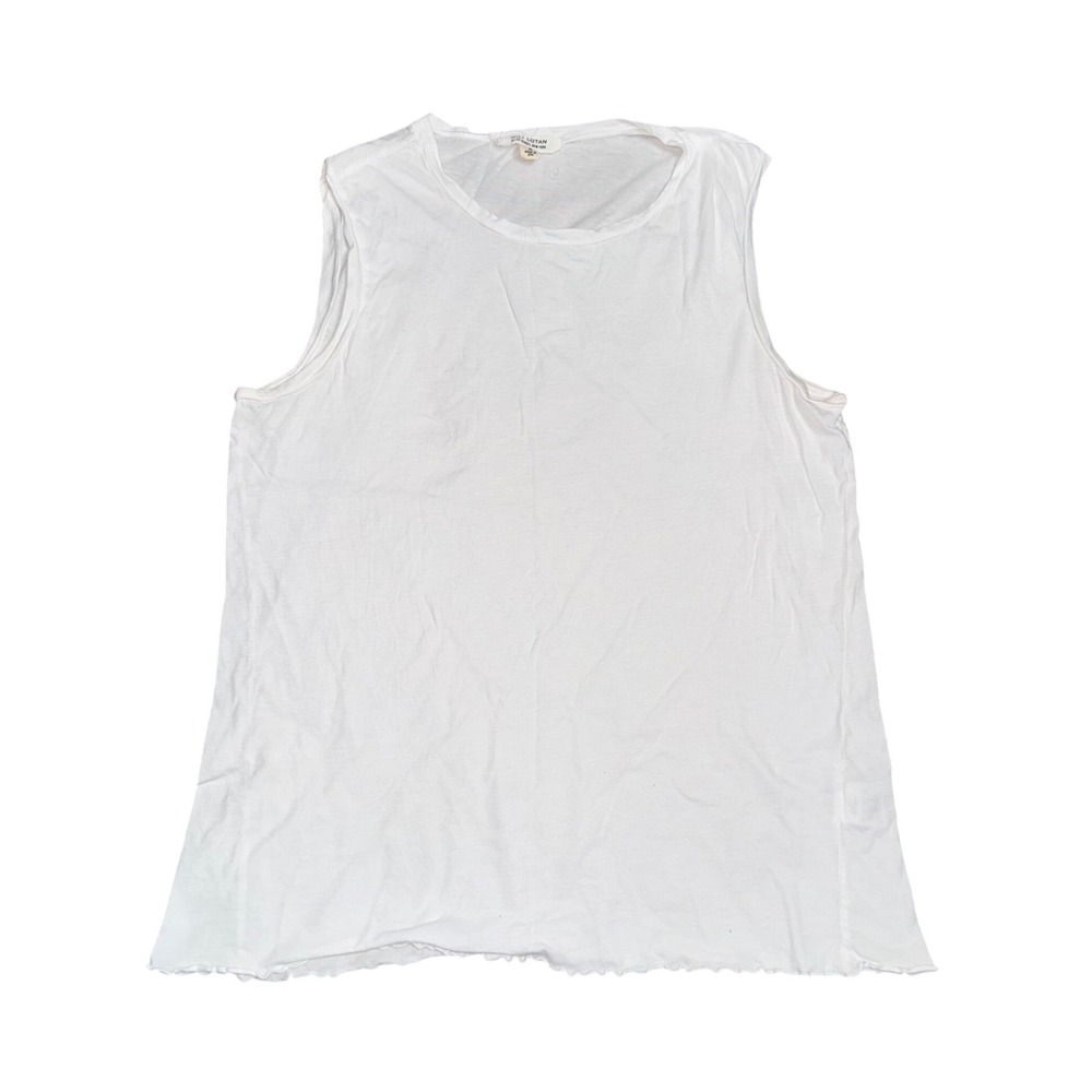 Nili Lotan Muscle Tank Women Medium White Supima Cotton Lettuce Hem